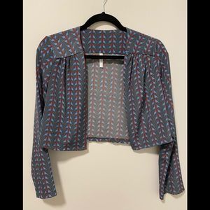 Crop Open Front Blouse